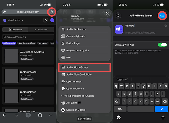 Adding Ugimate to the iOS Home Screen